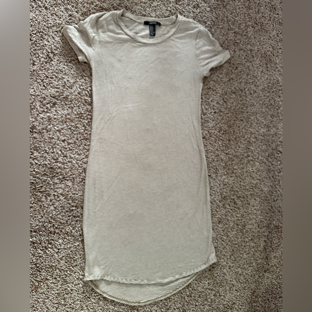 Forever 21 Tan and White Striped Dress